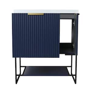 Victoria 30 in. W x 18 in. D x 35 in. H Freestanding Modern Design Single Sink Bath Vanity with Top and Cabinet in Blue