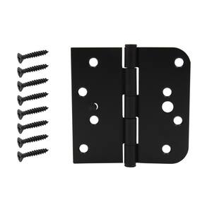 4 in. Square x 5/8 in. Radius Matte Black Squeak-Free Door Hinge