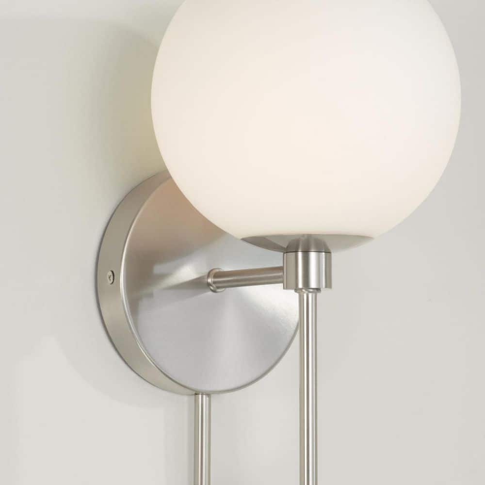Ansley Brushed Nickel Wall Sconce with Soft White Glass Globe