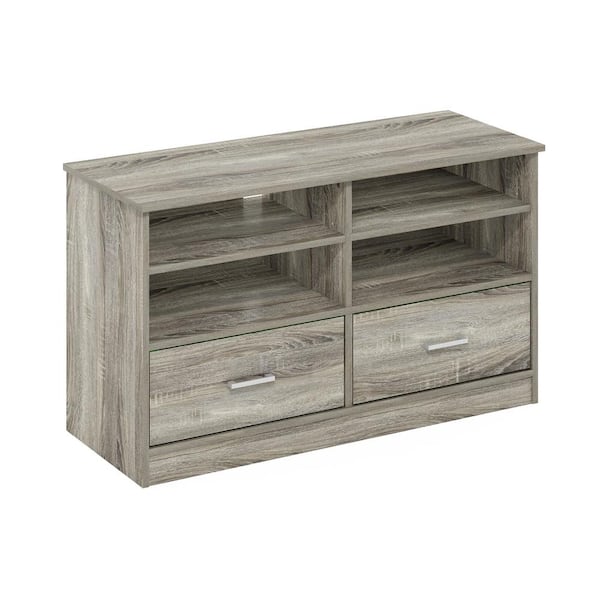 Furinno Jensen 39.4 in. French Oak TV Stand with 2 Storage Drawers Fits TV's up to 43 in. with Cable Management