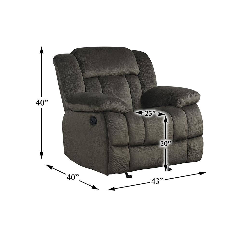 Contemporary Chocolate Microfiber Glider Recliner with Manufactured Wood