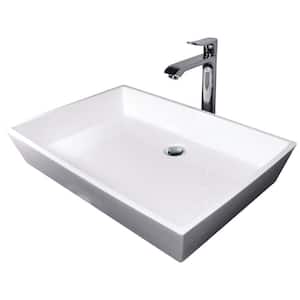 Prism 22 in. Vessel Bathroom Sink in Cotton White