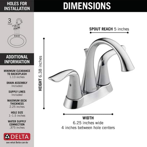 Delta Lahara 4 In Centerset 2 Handle Bathroom Faucet With Metal Drain Assembly Chrome 2538 Mpu Dst - Delta Two Handle Bathroom Faucet Installation