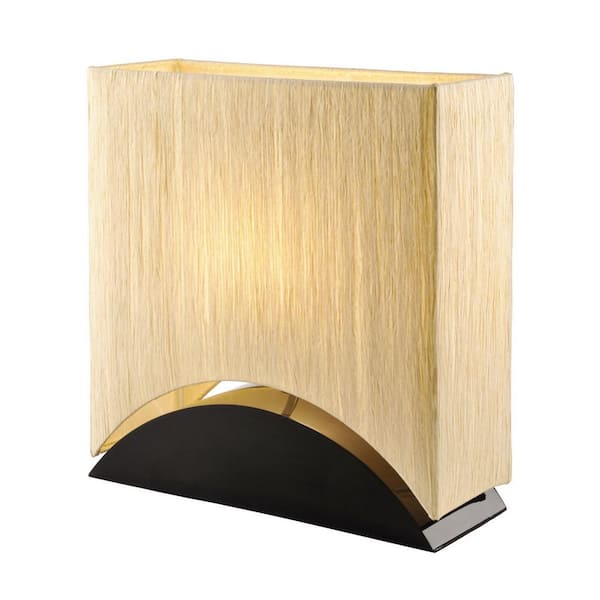 ARTIVA Sakura 17 in. Modern and Space-Efficient Premium Shade Table Lamp with Black Lacquer Wood Base