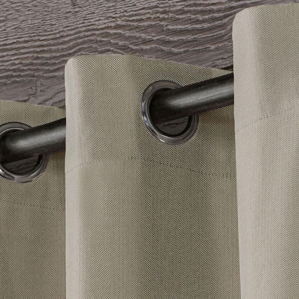 Biscayne Natural Solid Light Filtering Grommet Top Indoor/Outdoor Curtain, 54 in. W x 120 in. L (Set of 2)
