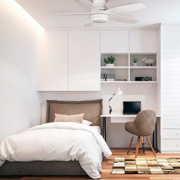 Ashby Park 52 in. White Color Changing Integrated LED Matte White Indoor Ceiling Fan with Light Kit and Remote Control