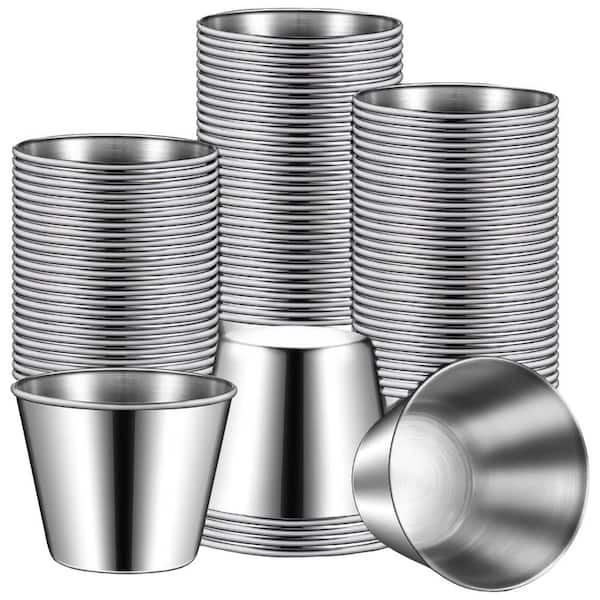 100 Pack Stainless Steel Round Sauce Bowls Metal Dipping Cups Condiment Containers for Kitchen Restaurant Party