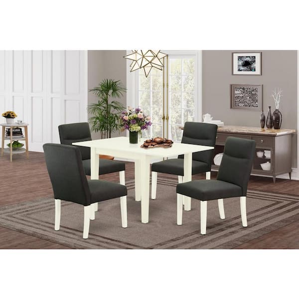 East West Furniture 5-Piece Linen White Finish Solid Wood Top - Dining Room Set - Seats 4