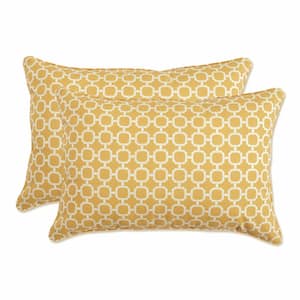Yellow Rectangular Outdoor Lumbar Throw Pillow 2-Pack