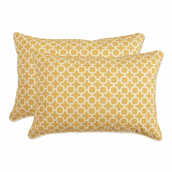 Pillow Perfect Yellow Rectangular Outdoor Lumbar Throw Pillow 2-Pack