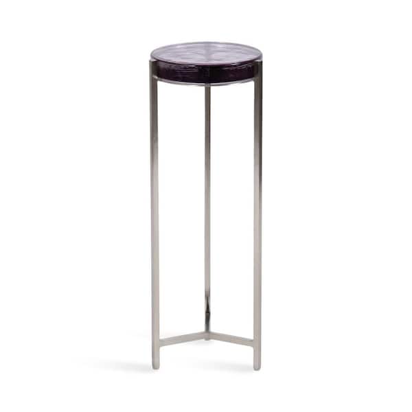 Kate and Laurel Aguilar 9 in. Silver Round Metal End Table