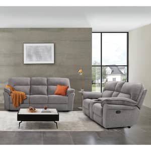 Monku 2-Piece Light Gray Polyester Reclining Living Room Set