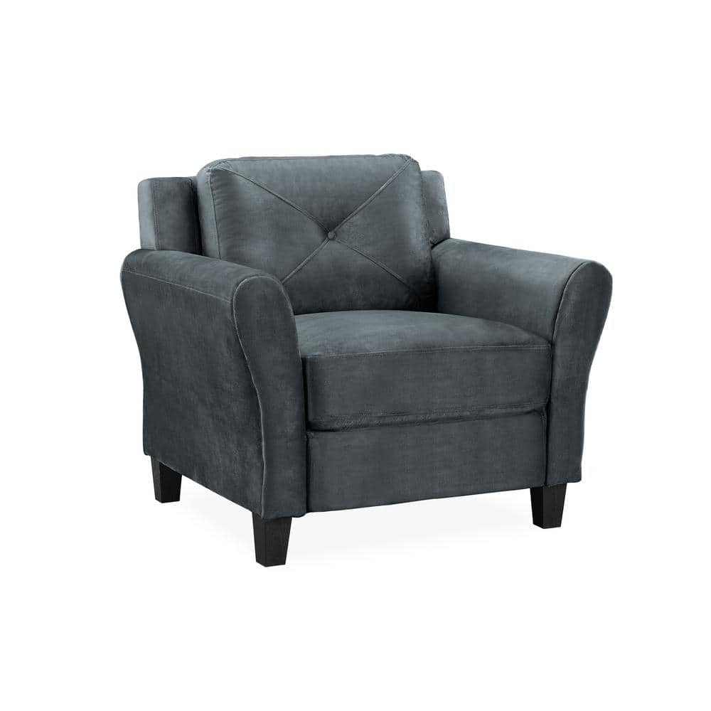 Harvard Dark Gray Microfiber Accent Chair with Wood Frame