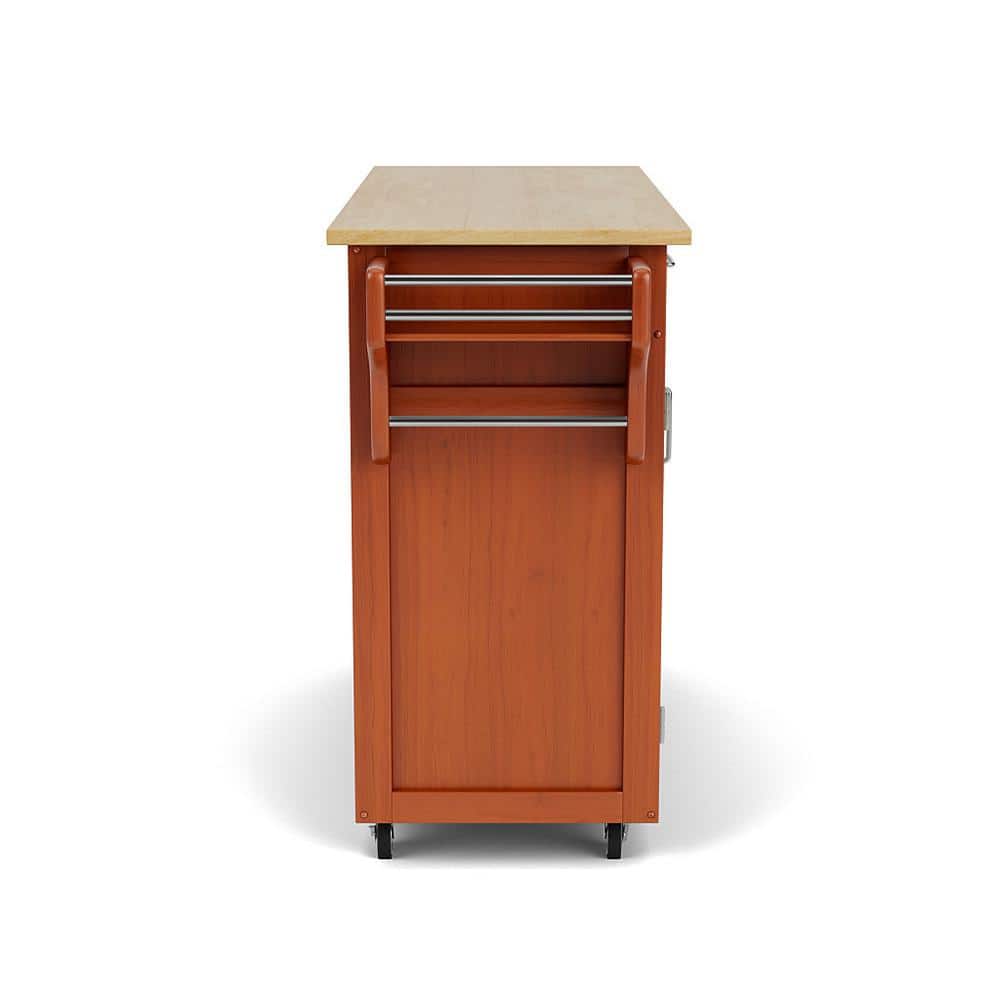 Cottage Oak Wood Kitchen Cart with Spice Rack and Storage