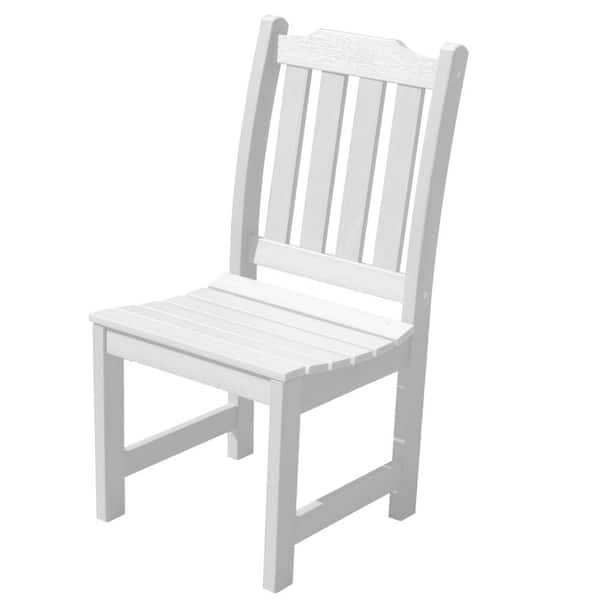Highwood Lehigh White Armless Recycled Plastic Outdoor Dining Chair Ad Chdl1 Whe The Home Depot - High Back White Plastic Resin Patio Chair