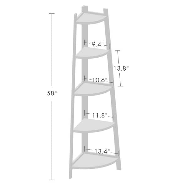 Dextrus 6Tiers Corner Shelf Bookshelf, Industrial Small Corner Bookcase Plant Stand, Wooden Corner Open Shelf Bookcase for Living Room Homefor Bedroom