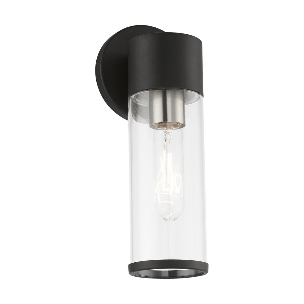 Sleek Urban Black and Nickel Dimmable Glass Sconce