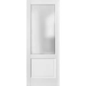 1422 24 in. x 80 in. No Bore Solid Core Frosted Glass White Finished Pine Wood Interior Door Slab