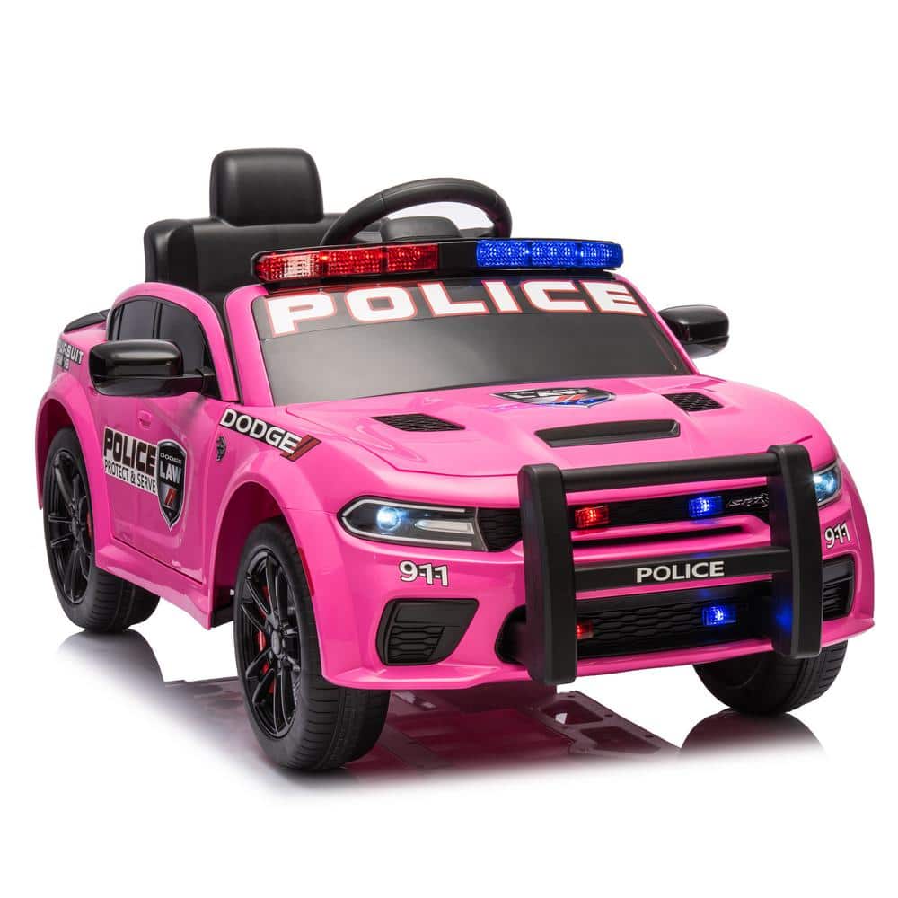 Pink 12V Dodge Kids Ride-On Police Car with Remote Control