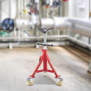 Pipe Jack Stand w/Casters 882 lbs. V Head Pipe Stand Adjustable Height 23.6 in., 42.5 in. Folding Pipe Stands 1/8-12 in.