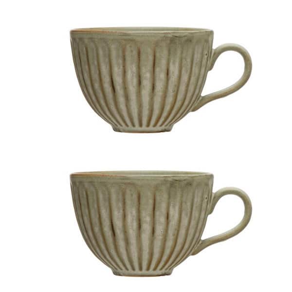 Storied Home 16 oz. Greige Stoneware Mug (Set of 2)
