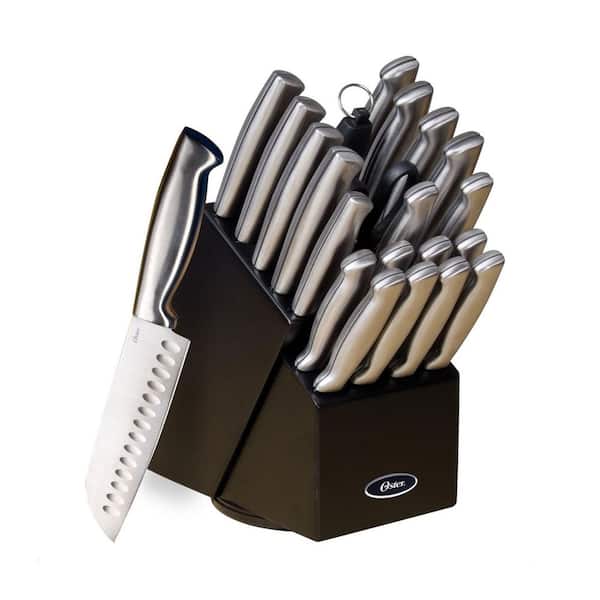 Baldwyn 22 Piece Stainless Steel Cutlery Set with Stainless Steel Handles and Wooden Block