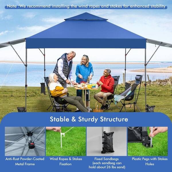Costway 10 ft. x 17.6 ft. Blue Outdoor Instant Pop-up Canopy