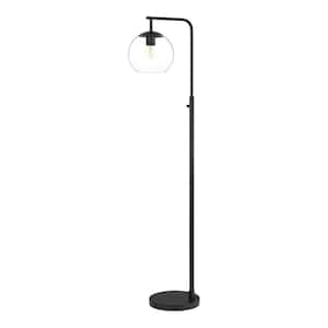 59 in. Black Frazier Floor Lamp with Clear Glass Shade