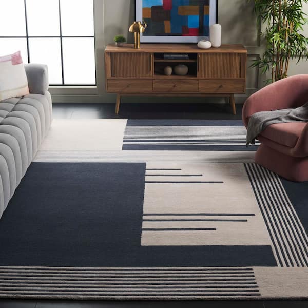 Rodeo Drive 8 ft. x 10 ft. Navy/Ivory Modern Abstract Area Rug
