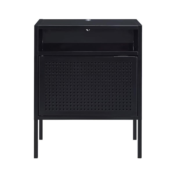 black nightstand with usb