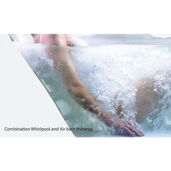 Infinity 4- 60 in. Acrylic Corner Drop-In Air Bath/ Whirlpool Bathtub with Heater Center Drain in Biscuit