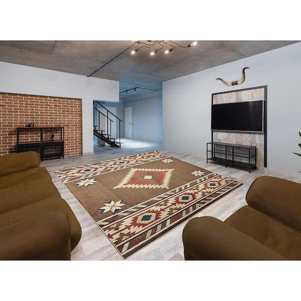 5 ft. x 7 ft. Brown Southwestern Pattern Area Rug