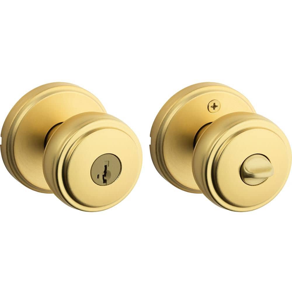 Kwikset Sora Satin Brass Round 2.19 in. Keyed Entry Round Door