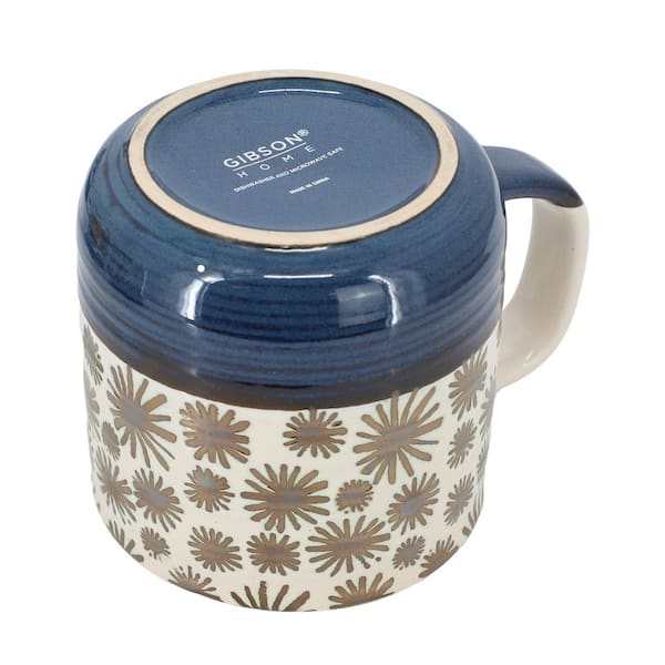 Spruce Garden Assorted 4 Piece 17 Ounce Stoneware Mug Set in Blue Gibson Home