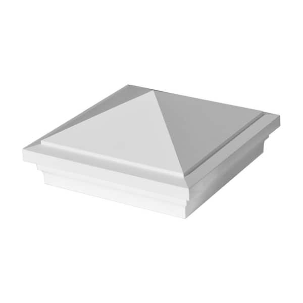 Fiberon 5 in. x 5 in. Tranquil White Integrated LED Fits Post Sleeve Hardwired Pyramid Top Downward Deck Post Cap Light