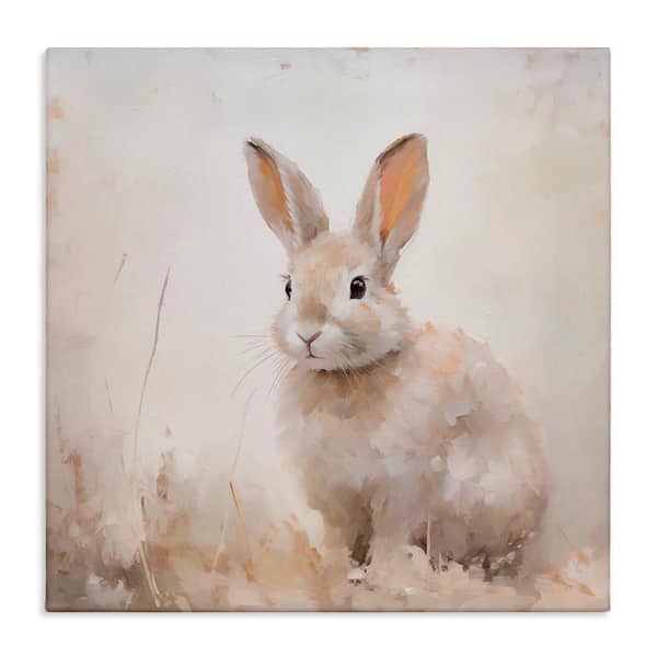Stupell Industries Neutral Gazing Bunny by Arlington Prints Unframed Animal Graphic Art Print 17 in. x 17 in.