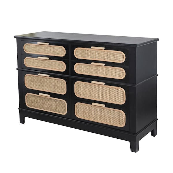 Benjara 52 in. Black 8 Drawer Chest of Drawers
