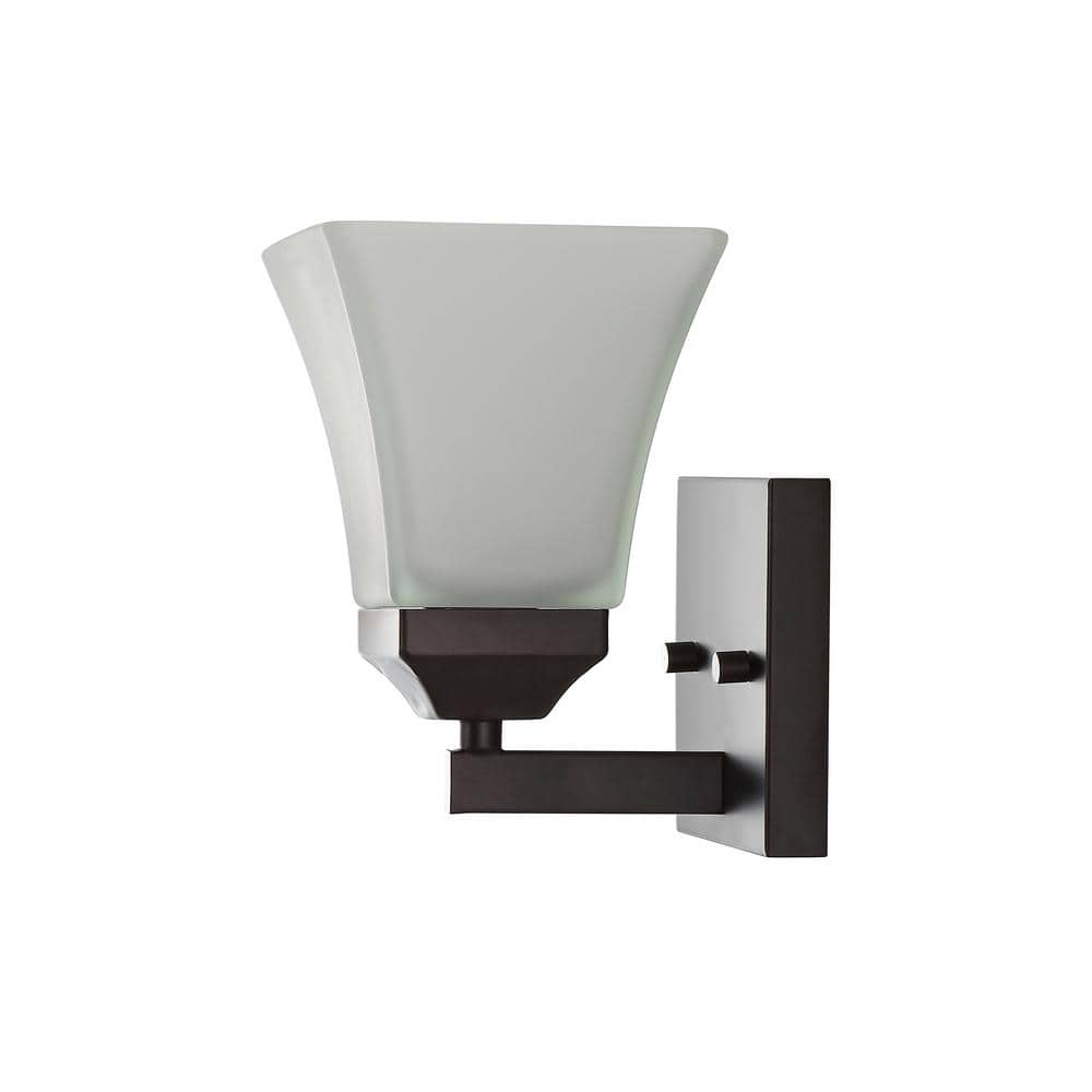 Staunton 5" Oil-Rubbed Bronze Vanity Light with White Glass Shade