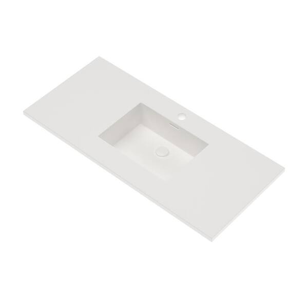 castellousa Serenity 48 in. W x 22 in. D Solid Surface Vanity Top in White with White Rectangular Single Sink