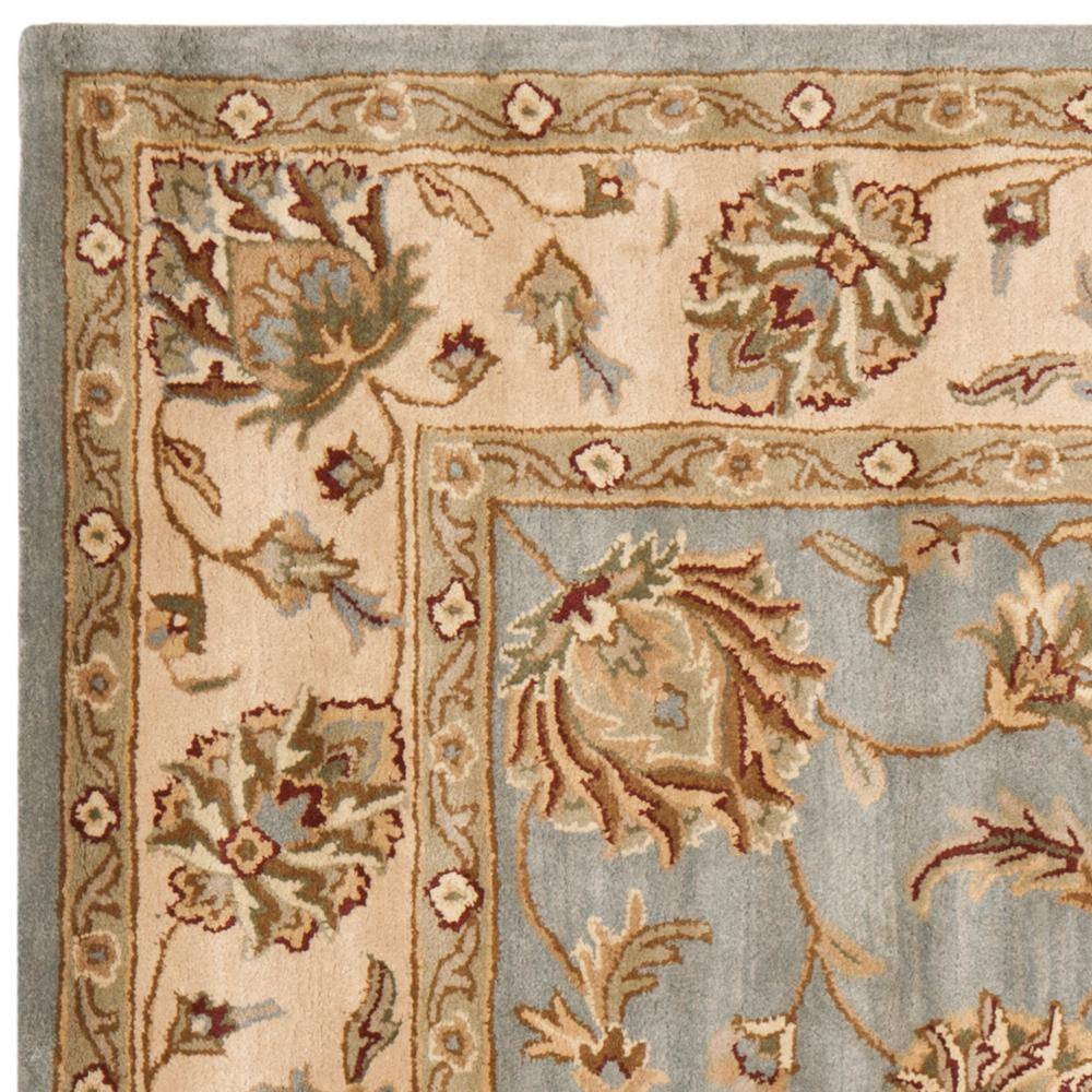 Royalty Blue and Beige 7' Square Wool Handmade Tufted Rug
