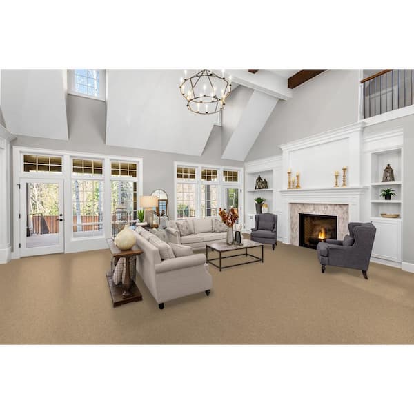 Bold Signature - Oakton - Beige 16 oz. SD Polyester Texture Installed Carpet