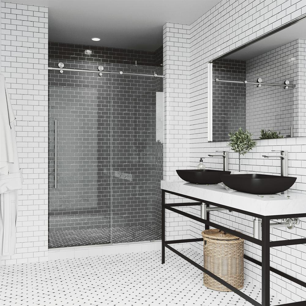 Elan E-Class 48-52" Stainless Steel Frameless Sliding Shower Door