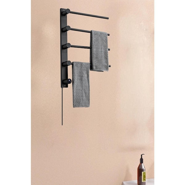 4 Screw-In Electric Plug-In Towel Warmer in Matte Black