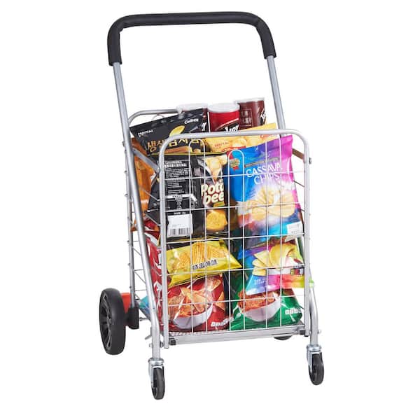 VEVOR Folding Shopping Cart 110 lbs. Maximum Load Capacity Heavy-Duty Foldable Laundry Basket Trolley w/ Rolling Swivel Wheels