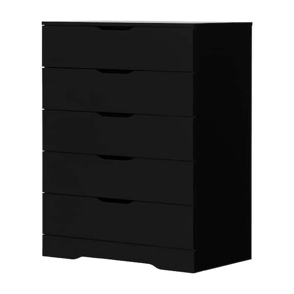 South Shore Holland 5-Drawer Pure Black Chest of Drawers