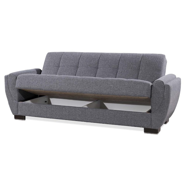 Ottomanson Basics Air Collection Convertible 87 in. Grey Polyester 3-Seater  Twing Sleeper Sofa Bed with Storage BSC-AIR-113-SB - The Home Depot