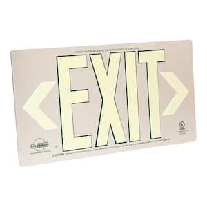 Brushed Metal Aluminum 50' Visibility 5 fc Rated Energy-Free Photoluminescent UL924 Emergency Exit Sign LED Compliant