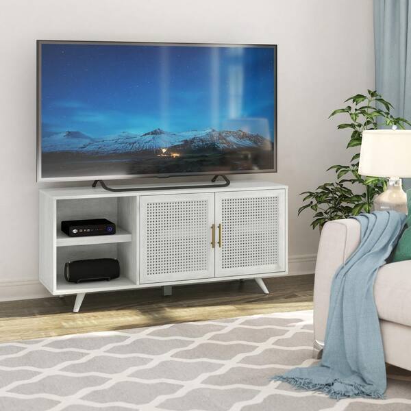 Twin Star Home 53.5 in. Fairfax Oak TV Stand with Cane Doors