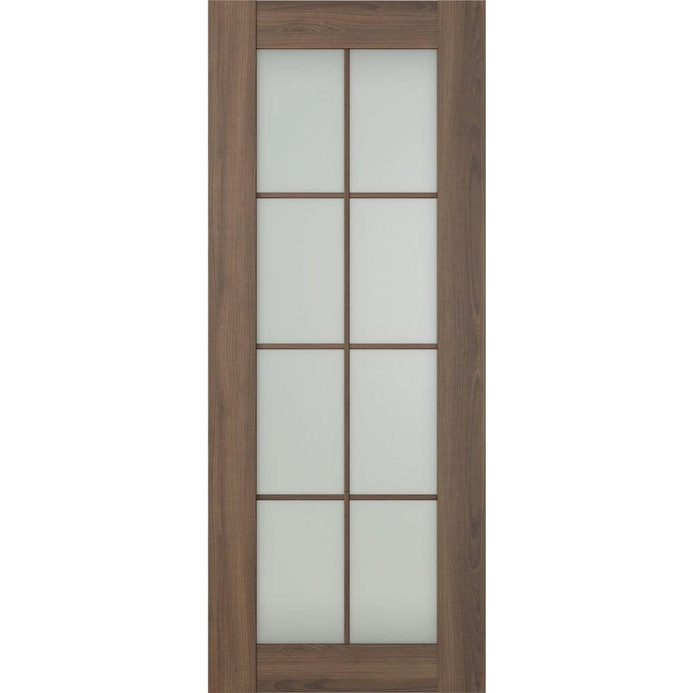 Avon 8 Lite N 24 in. х 80 in. No Bore 8-Lite Frosted Glass Pecan Nutwood Solid Composite Core Wood Interior Door Slab price history on PriceWatchPro