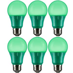 22-Watt Equivalent A19 LED Light Bulbs LED Medium E26 Base in Green (6-Pack)